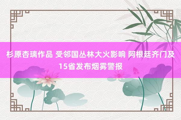 杉原杏璃作品 受邻国丛林大火影响 阿根廷齐门及15省发布烟雾警报