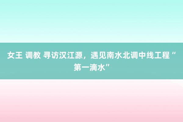 女王 调教 寻访汉江源，遇见南水北调中线工程“第一滴水”