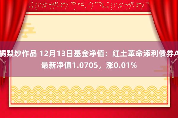 橘梨纱作品 12月13日基金净值：红土革命添利债券A最新净值1.0705，涨0.01%