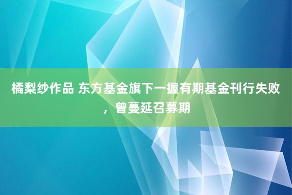 橘梨纱作品 东方基金旗下一握有期基金刊行失败，曾蔓延召募期