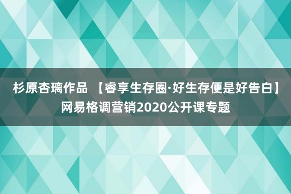 杉原杏璃作品 【睿享生存圈·好生存便是好告白】网易格调营销2020公开课专题