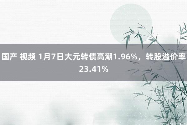 国产 视频 1月7日大元转债高潮1.96%，转股溢价率23.41%