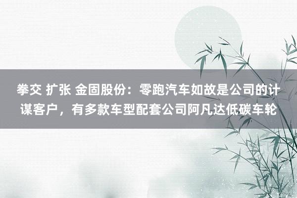 拳交 扩张 金固股份：零跑汽车如故是公司的计谋客户，有多款车型配套公司阿凡达低碳车轮